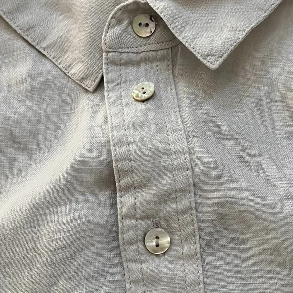 Saint Tropez West Popover Shirt Women's Size M Beige 100% Linen Top - Picture 4 of 11